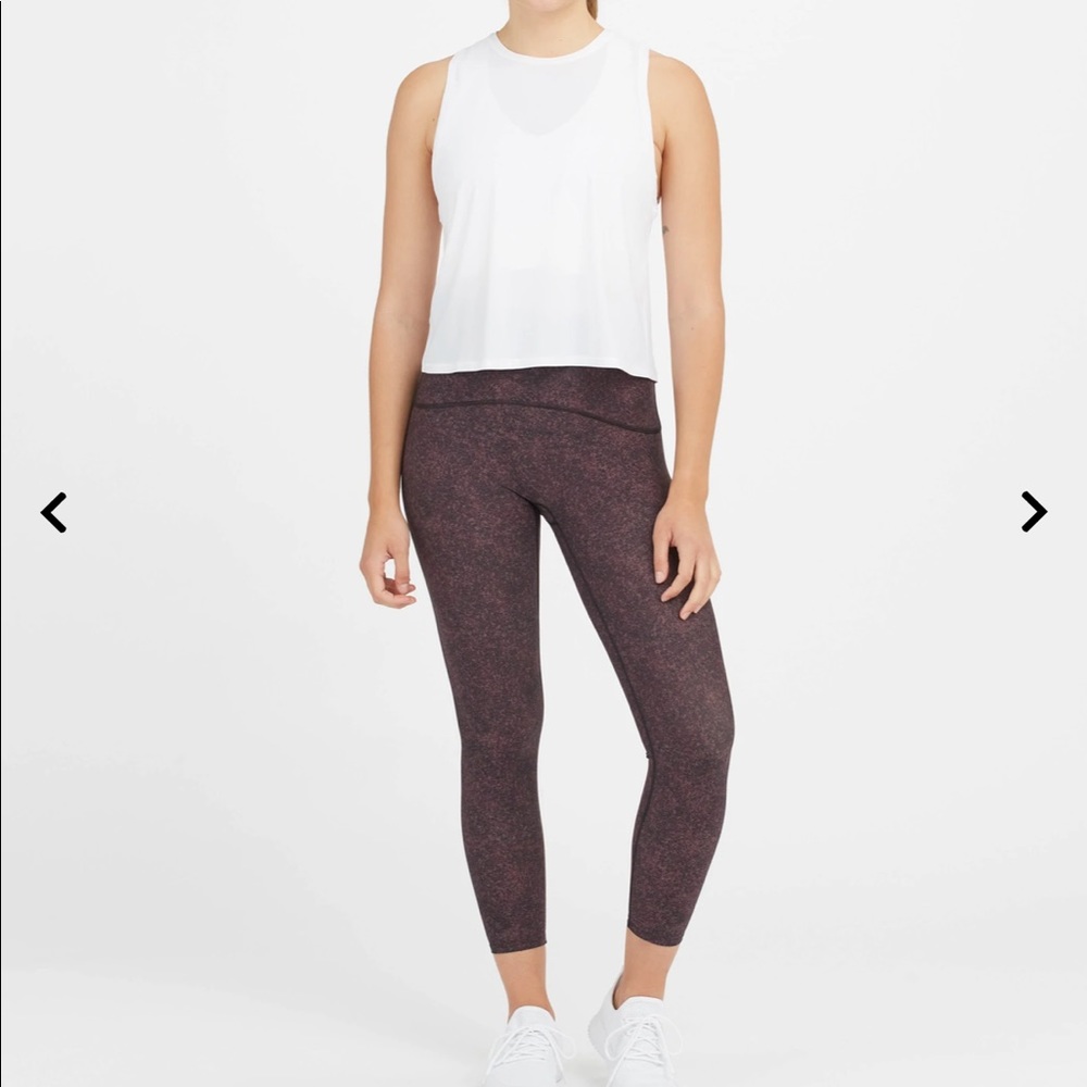 SPANX Black & Burgundy Speckled High-Waist Leggings
